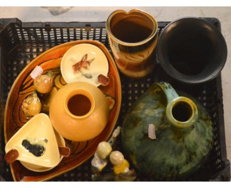 Three Carltonware ashtrays, a selection of Poole, two Wade Mabel Lucie Attwell figures etc.