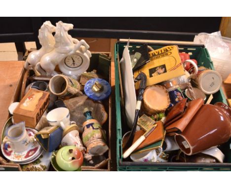 A collectors' lot comprising decorative ceramics to include a Carltonware preserve pot in the form of an apple with leaf-shap