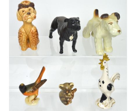 A Goebel cockerel, a Beswick koala, a Sylvac poodle and further named ceramic animals (6).