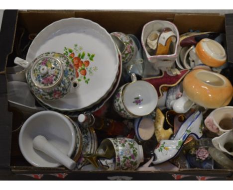 A collectors' lot comprising miniature and children's shoes, mainly in ceramic and a further quantity of ceramics to include 
