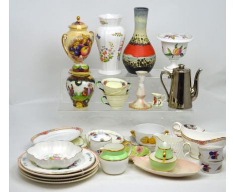 A quantity of decorative ceramics to include Royal Worcester, Aynsley, a West German vase etc.