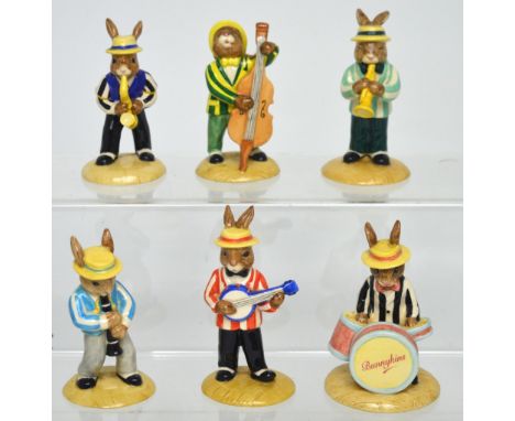 A Royal Doulton 'Bunnykins' six-piece 'Jazz Band Collection'; DB250 'Drummer Bunnykins', limited edition no.94/2500, DB182 'B