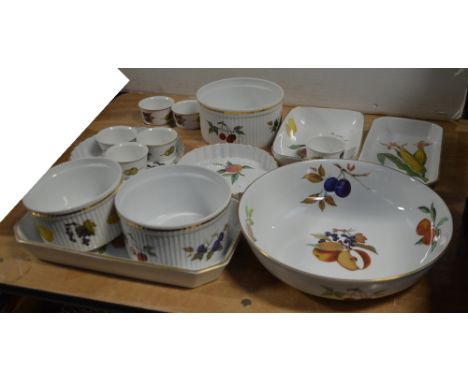 A quantity of Royal Worcester 'Evesham' dinner ware to include flan dishes, soufflé dishes, ramekins etc.