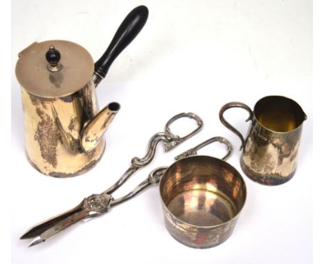 An Edward VII hallmarked silver three-piece chocolate set, to include chocolate pot, jug and basin James Dixon & Sons Ltd, Sh