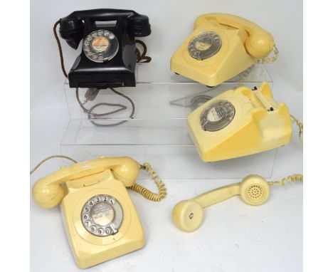 Three vintage cream telephones and a further black 'Great Crosby' vintage telephone (4).