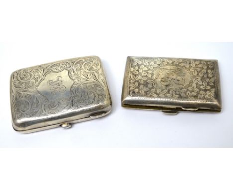 A George V hallmarked silver cigarette case, Smith & Bartlam, Birmingham 1912 and a similar George V hallmarked silver cigare