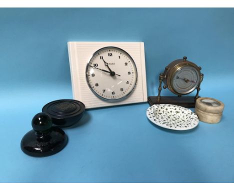 An oak barometer, a Kienzle clock etc.