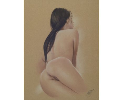 Denis Prenzel, geb. 1971,  Pastellzeichnung auf dickem Papier, handsigniert, datiert 2021, 'Irina', ca. 30 x 40 cm, der Künst