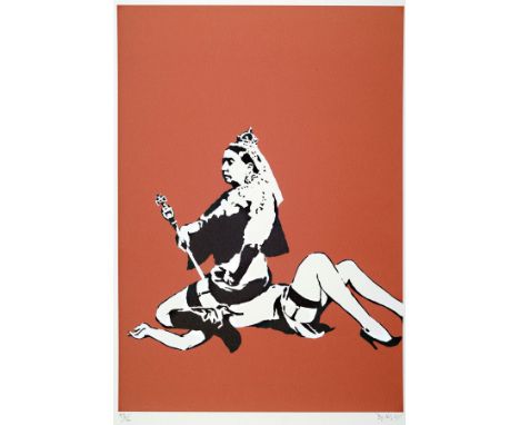 Banksy, geb. 1974 Bristol,  Lithografie, 'Queen Victoria' sign., num. 43/60, Trockenstempel, ca. 50x35 cmBanksy, born 1974 Br