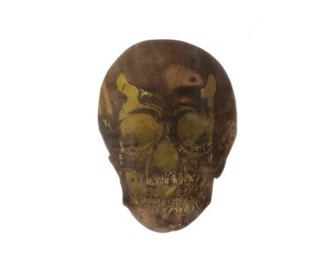 Damien Hirst (British b. 1965)   The Dead (chocolate oriental gold skull)   Foil block print in colours, 2009   Signed in pen