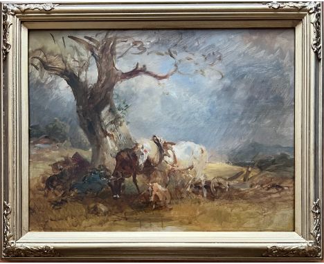 ARTHUR SPOONER 1873-1962 OIL ON PANEL OF HORSE &amp; FOAL BY TREE 46CM X 59CM - VERY GOOD OVERALL CONDITION