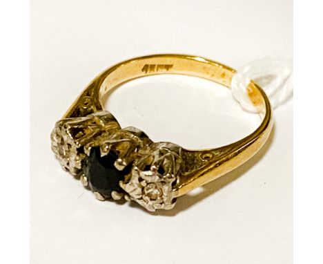 18CT GOLD DIAMOND &amp; GEMSTONE RING - APPROX 3.5G - SIZE H