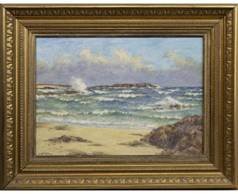 * JOHN MCGHIE (SCOTTISH 1867 - 1952),CALVA BAY, IONAmixed media on paper, signed image size 38cm x 52cm, overall size 57cm x 