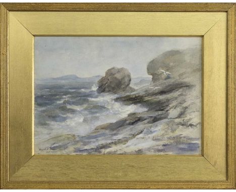 WILLIAM MARSHALL BROWN RSA RSW (SCOTTISH 1863 - 1936),ON THE SEA SHORE, ABERDOURwatercolour on paper, signed and dated 1890im