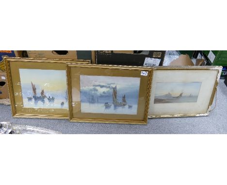Two Vernon Hardy Watercolours Titled Moon Light &amp; Sunset together with similar item(3) 