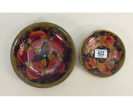 William Moorcroft early pomegranate ware: including tazza with no metal fitment (broken in half &amp; re-stuck) and saucer. (