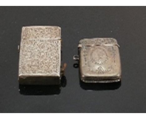 Silver vesta match case and sterling cased lighter: The vesta with some denting. 