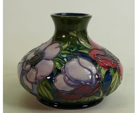 Moorcroft Anemone Tribute Patterned Squat Vase: height 10cm, boxed 