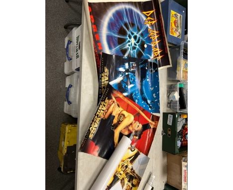 A collection of Vintage Posters to include: Space Jam, Def Leppard, Star Wars Trilogy Video Advertising items etc 