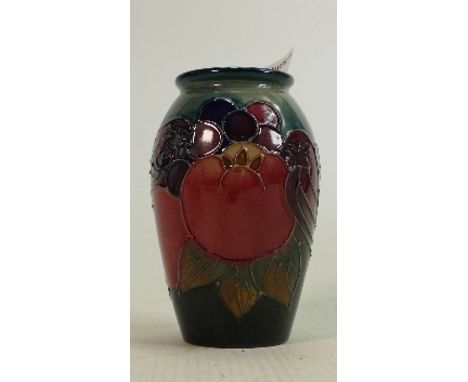 Moorcroft finch and berry vase: Height 10.5cm 