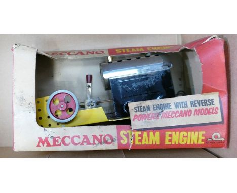 Meccano steam engine with reverse: In original box (box in poor condition).  Engine appears in fairly good condition, but not