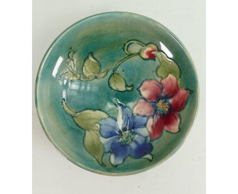 Walter Moorcroft Clematis shallow footed bowl: Diameter 18cm. 