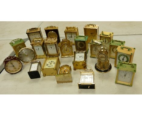A collection of carriage clocks: to include Saint Luranne France, Bayard 8 day, vintage smiths mantle clock etc (22) 