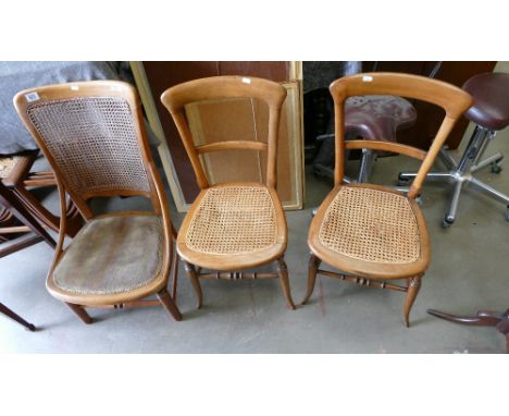 Three Light Wood Rush Seated Chairs(3): 