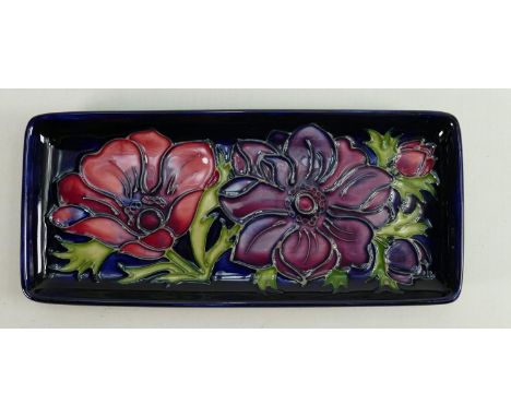 Moorcroft Clematis patterned oblong tray: Length 20cm. 