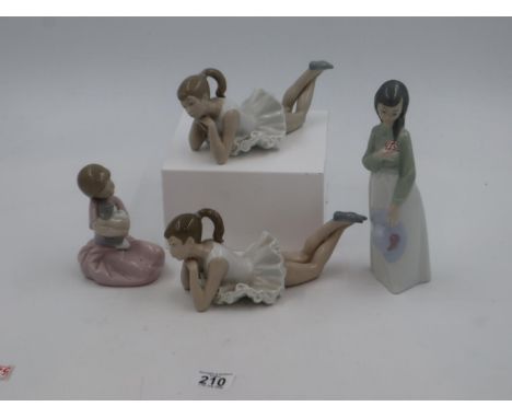Four boxed Nao figurines, no cracks or chips. UK P&amp;P Group 3 (£30+VAT for the first lot and £8+VAT for subsequent lots) 