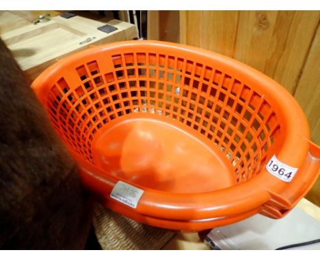 Wicker laundry hamper and two baskets. Not available for in-house P&amp;P 