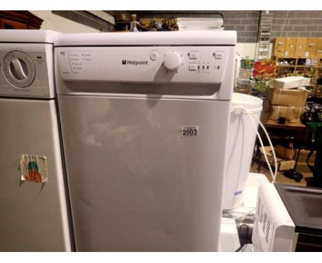 Hotpoint slimline dishwasher. All electrical items in this lot have been PAT tested for safety and have passed. This does not