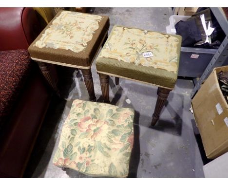 A pair of tapestry stools and a foot rest. Not available for in-house P&amp;P 