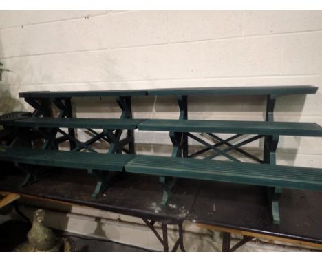 Three plastic garden step design plant display stands. Not available for in-house P&amp;P 
