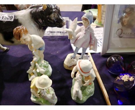 Four Royal Worcester figurines, Fantales, Young Farmer, Christopher, and Snowy, all modelled by Freda Doughty, no cracks or c