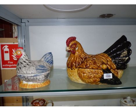A large Tureen in the form of a chicken, the ladle having the head of a chick plus a smaller one also in the form of a chicke
