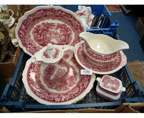 A small quantity of Mason's 'Vista' china including soup plates, gravy boat etc., plus matched Wedgwood 'River Scene' small s