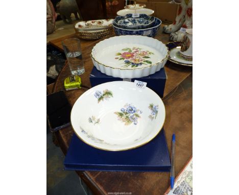 A Royal Worcester Pershore flan Dish and a Royal Worcester 1974 Florena Fruit bowl, complete with original box.