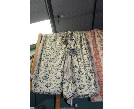 A pair of large chintz Laura Ashley curtains, (drop 7' x 104 wide) with matching pelmet ( 13 1/2" drop x 21' long) and green 