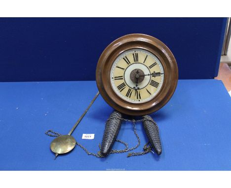 A Postman's Alarm wall clock, circa 1900, manufactured in the Black Forrest, Germany, Retailed by Lovejoy & Co, Gap Road, Wim