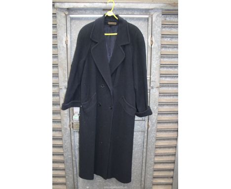 A Gentleman's Marks and Spencer wool with cashmere double breasted overcoat in black with back vent, some split seems in lini