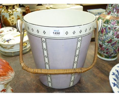 A Whieldon Ware 'Clovelly' design chamber Pail with wicker handle, no lid.