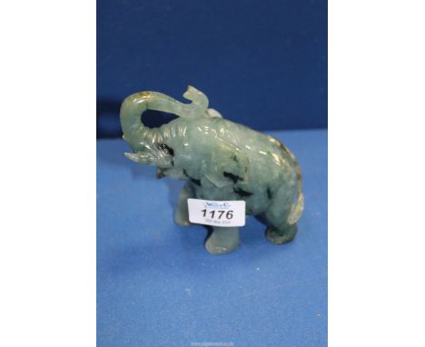 A 1970's Jade Elephant from Burma, 4 1/2" high (tail repaired).