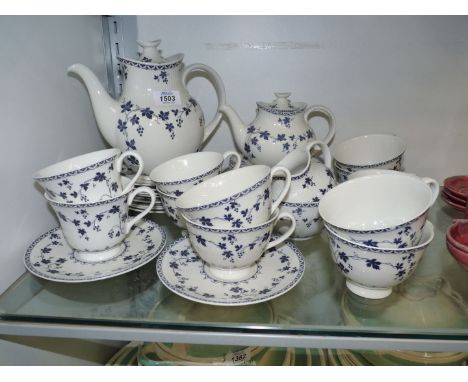 A Royal Doulton 'Yorktown' coffee and tea service comprising ten cups and saucers, eight tea plates, small teapot, coffee pot
