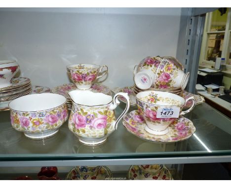 A quantity of Royal Albert "Serena" teaware to include six teacups and saucers, six tea plates, a serving plate and sugar bow