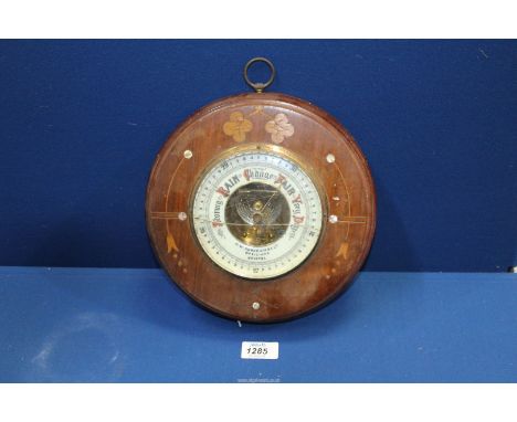 A circular Barometer by Dunscombe of Bristol, 10'' diameter (glass cracked).