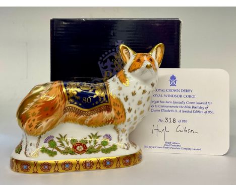 A Royal Crown Derby paperweight, The Royal Windsor Corgi, specially commissioned by Peter Jones to commemorate the 80th Birth