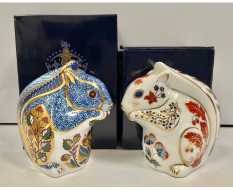 A Royal Crown Derby paperweight, Debenhams Squirrel, gold stopper, 9.5cm, printed mark in red, boxed; another, Squirrel, gold