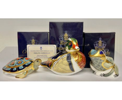 A Royal Crown Derby paperweight, Terrapin, specially commissioned by The Guild of China &amp; Glass Retailers, gold signature