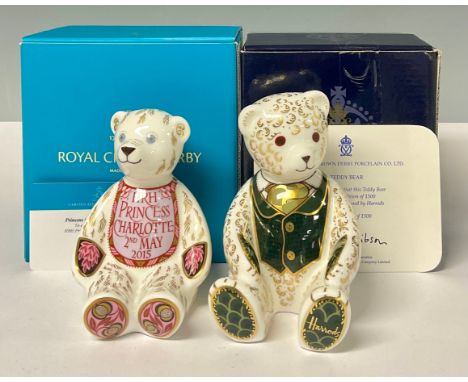 A Royal Crown Derby paperweight, Princess Charlotte Teddy Bear, to celebrate the birth of HRH Princess Charlotte of Cambridge